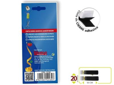 VELCRO CINTA CIERRE ADHESIVO 2x50cm NEGRO     
