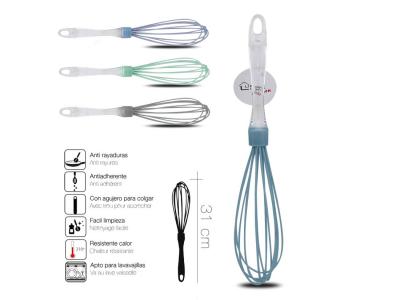 BATIDOR SILICONA MANGO TRANSPARENTE 3cm ALTURA 31cm  SURTIDO A ELEGIR 1 