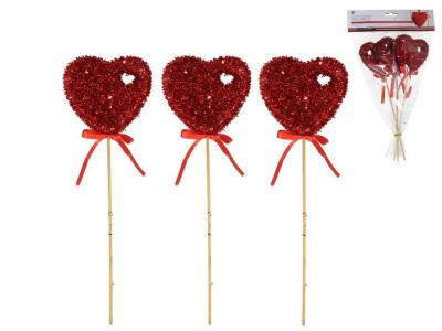 STICKS CORAZON 3 Unidades TERCIOPELO 8,5x2x27cm