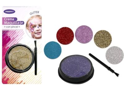 MAQUILLAJE CREMA GLITTER DIAMETRO 5cm CON PINCEL  SURTIDO A ELEGIR 1  