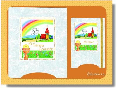LIBRO COMUNION  30x24 CON DIARIO SIMIL NACAR MUSICAL  