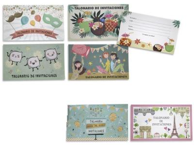 TALONARIO INVITACIONES FIESTA 12 HOJAS GLITTER 9x15cm  SURTIDO A ELEGIR 1 