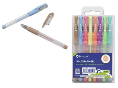 BOLIGRAFOS GEL 15cm 8 COLORES PASTEL   