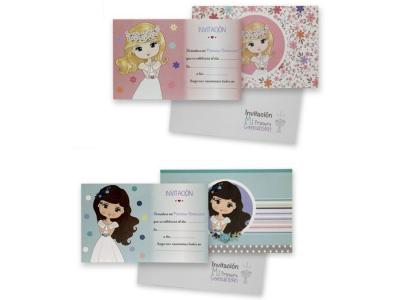 INVITACION CON SOBRE 6 Unidades NI�A COMUNION  9x14  SURTIDO A ELEGIR 1 