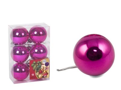 BOLA NAVIDAD BRILLO FUCSIA CAJA 6 Unidades 4cm 