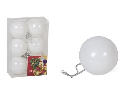 BOLA NAVIDAD BRILLO BLANCO CAJA 6 Unidades 4cm 