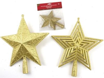 PUNTA ARBOL ESTRELLA PURPURINA COLOR ORO 21cm 