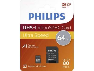 MEMORIA MICRO SD 64 GB PHILIPS CLASE 10    