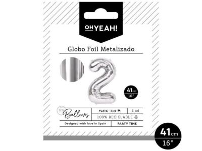 GLOBO POLIAMIDA METALIZADO PLATA N�2 41cm     