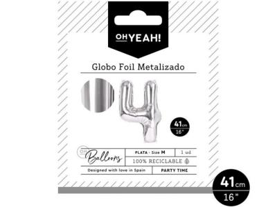 GLOBO POLIAMIDA METALIZADO PLATA N�4 41cm     
