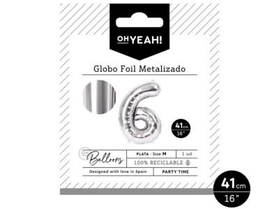 GLOBO POLIAMIDA METALIZADO PLATA N�6 41cm     