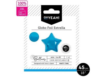 GLOBO POLIAMIDA ESTRELLA AZUL METALIZ 45cm