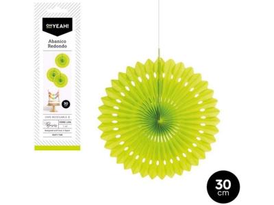 ABANICO PAPEL REDONDO VERDE LIMA DIAMETRO 30cm        