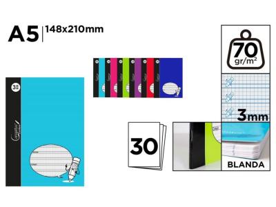 LIBRETA 1/4 PAUTA 3mm 30 HOJAS 70 Gramos  SURTIDO A ELEGIR 1        